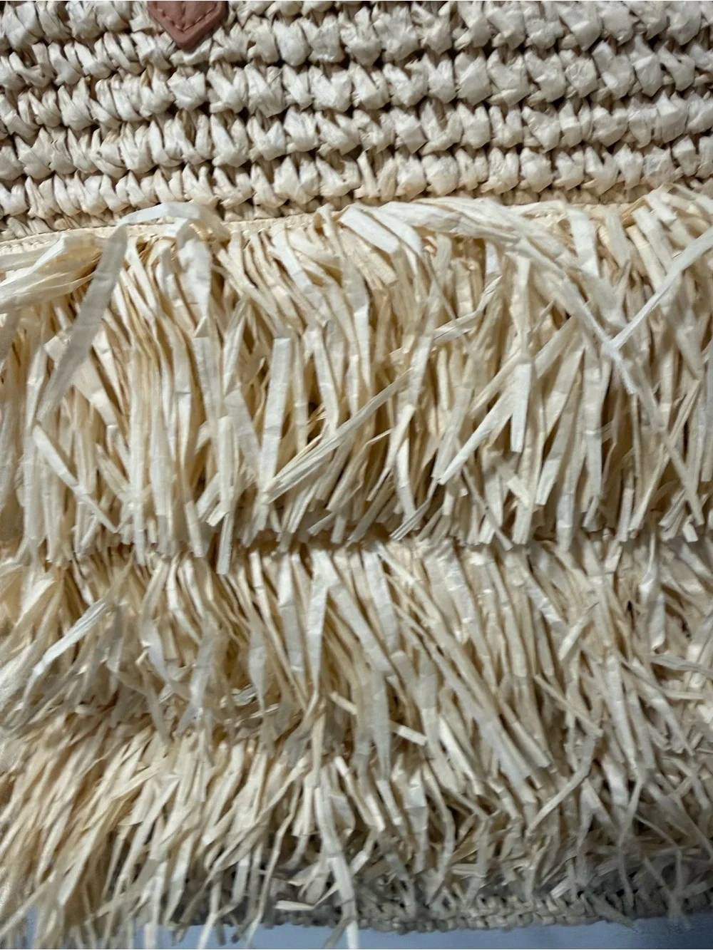 Universal Thread Natural Straw Fringe Tote with Tan straps, boho, beach